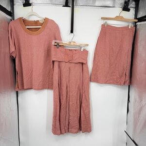 Vintage Zonda Nellis set sz M pink orange top‎ skirt belt